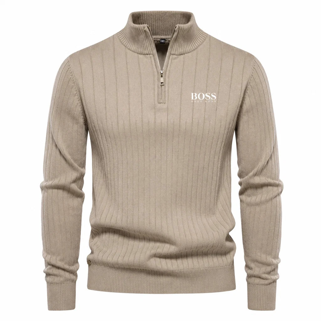 Premium Ribbed Quarter-Zip Sweater